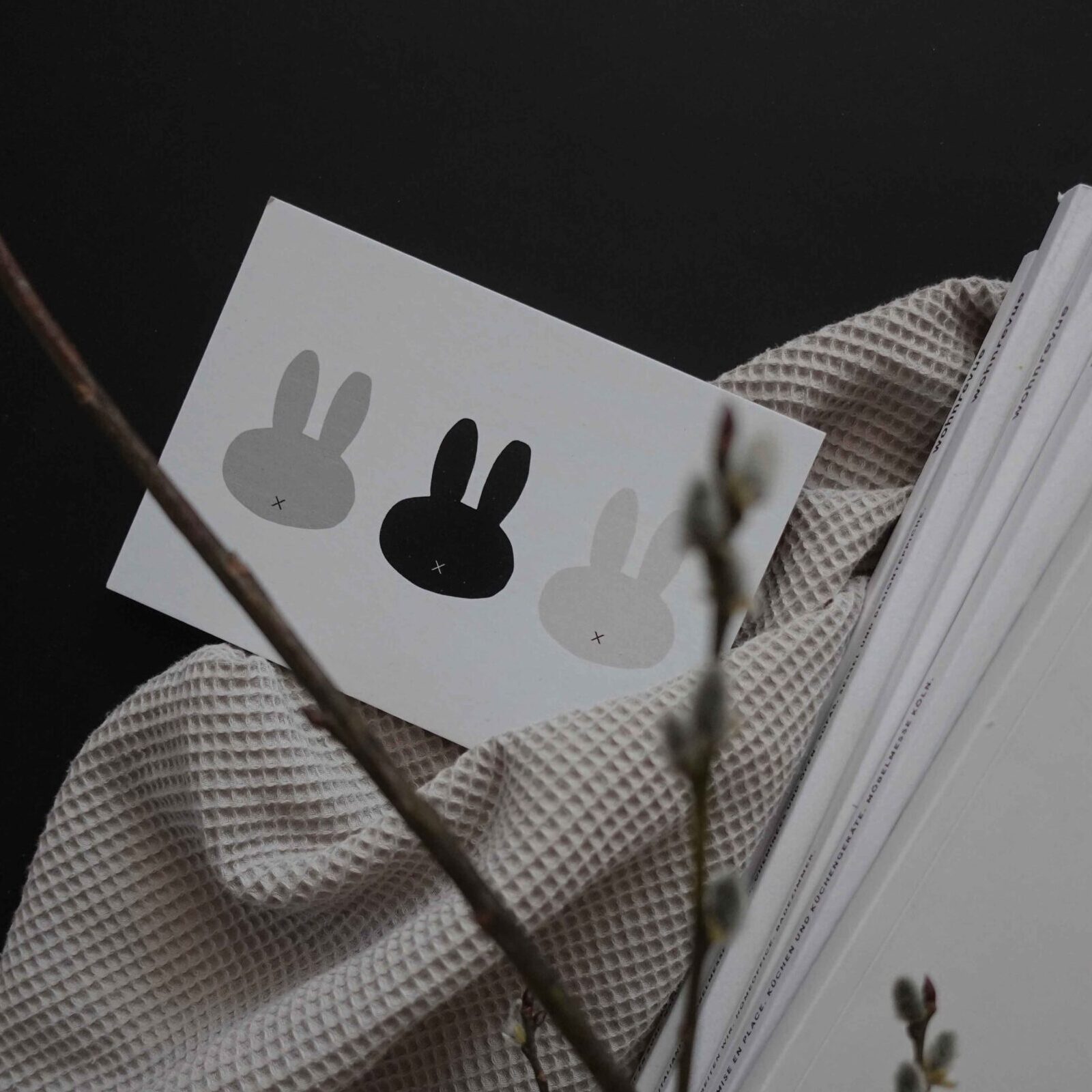 karton-postkarte 3x bunnies
